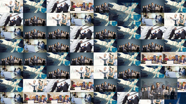 蓝色商务科技风的照片墙视频模板，适合公司团建等视频的制作